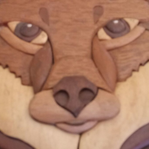 Intarsia Wall Art Fox Head hand crafted by Roger Bruneau like new