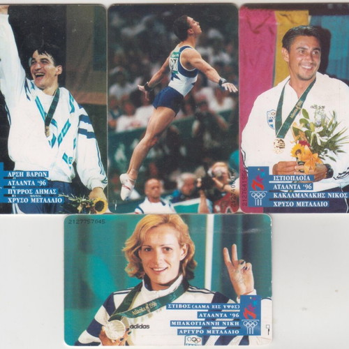 Greek Olympians Atlanta 1996 Phone Cards used, set of 8