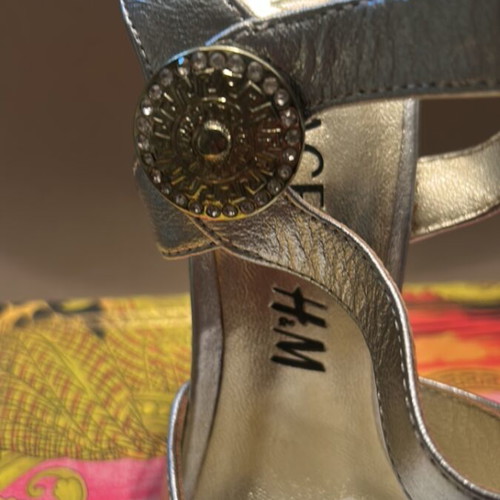 Versace for H&M sandals used, silver, size 36, leather