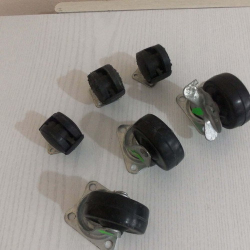 Furniture caster wheels set used, 3 with metal base, 1 with brake