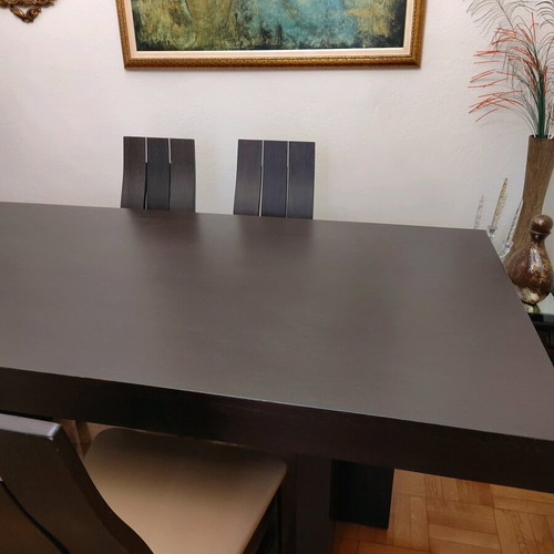 Handmade dining set like new oak wood with metal details