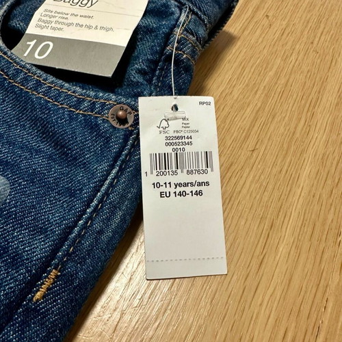 Gap Jean kids baggy pants new, age 10-11, blue