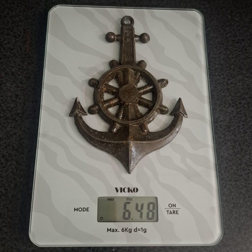 Vintage brass nautical wall decoration anchor with ship wheel