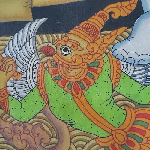 Buddhist deity from Thailand used, on fabric 73×50cm