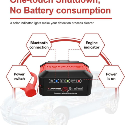 Konnwei KW906 OBD2 Diagnostic Scanner Bluetooth 5.2 New