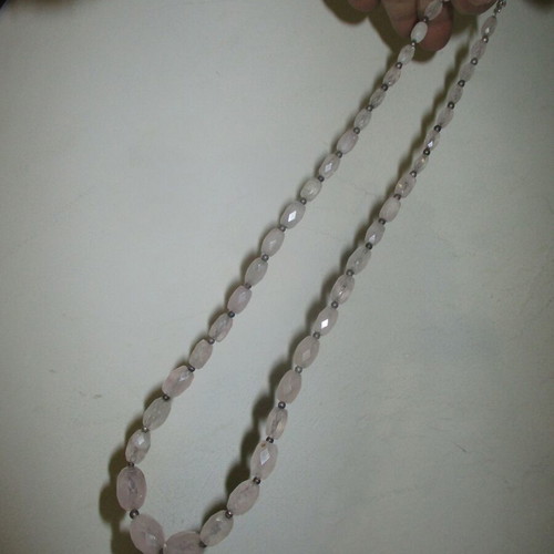 Rose faceted graduated quartz necklace like new with silver elements