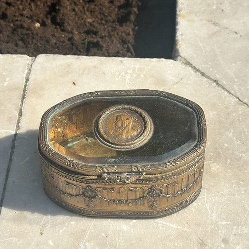 Antique French Style Bronze Jewelry Box with Glass Lid used
