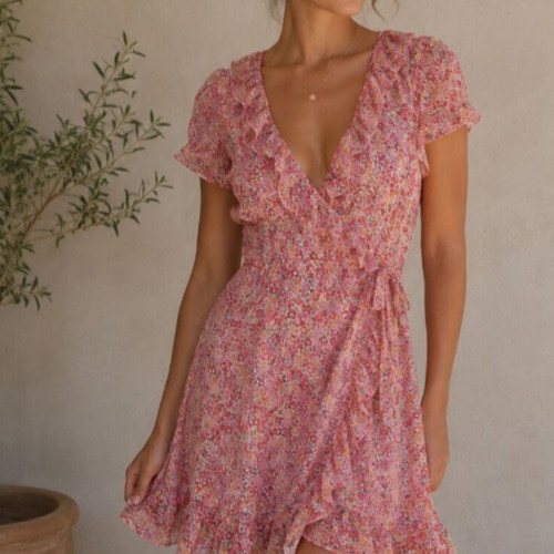 Floral dress like new, pink and multicolored, size S