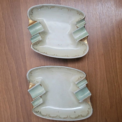 Bavaria porcelain ashtrays used, set of 2 for cigars