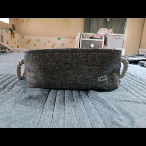 Fabric storage basket new, gray with handles 31x20.3x13 cm