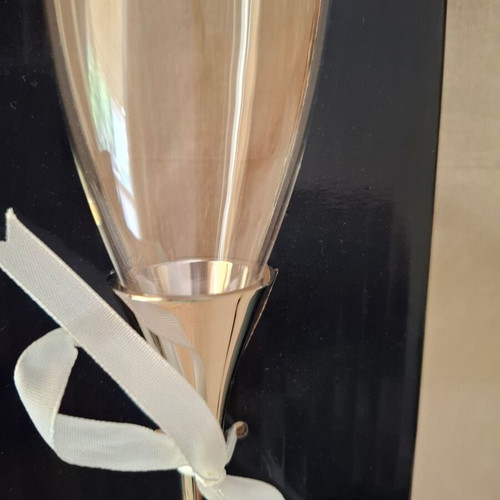 Champagne glasses new, pair with elegant neck design