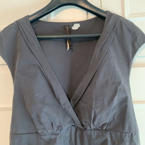 Manila Grace maxi cotton dress, grey anthracite, Limited Edition