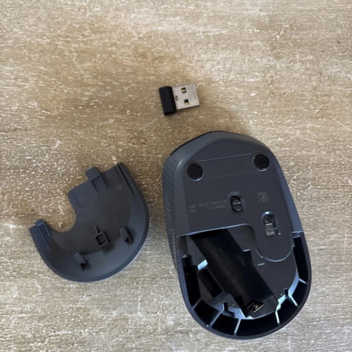 Logitech M171 wireless mouse used with USB receiver grey black