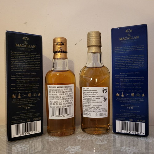 Macallan 12yo Double Cask whisky miniatures, 2 different, new