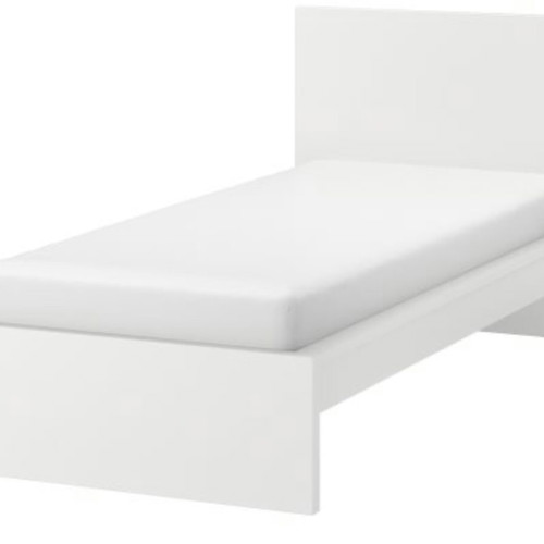 IKEA MALM bed frame with mattress and LURÖY slatted base, white 90x200 cm