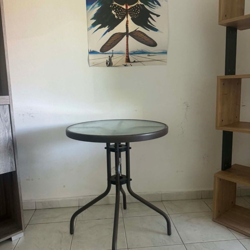 Furniture set used with metal chairs, table, and bookshelves