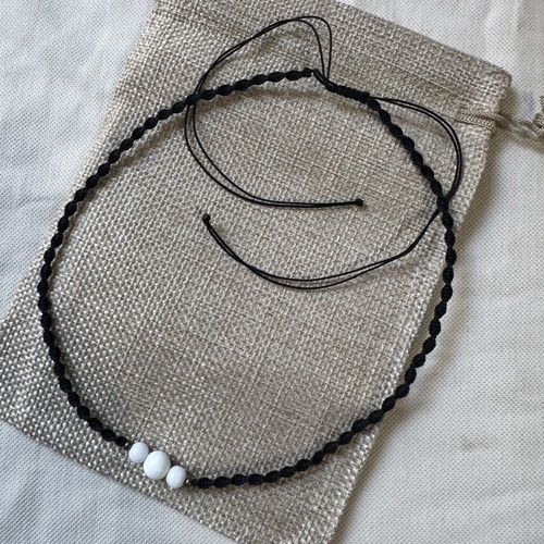 Macrame choker necklace with natural matte agate, new