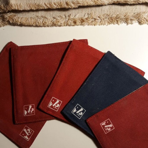 Handmade fabric coasters from Japan like new, set of 5
