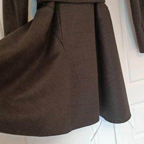 Black coat with waist tie like new, Made in Italy