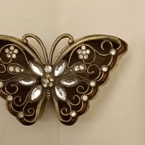 Bronze butterfly jewelry box used with rhinestones and multifaceted stones