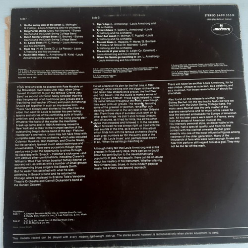 Louis Armstrong-Sidney Bechet LP used, jazz