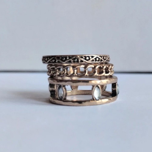 Set of 3 bronze rings, like new, size 59