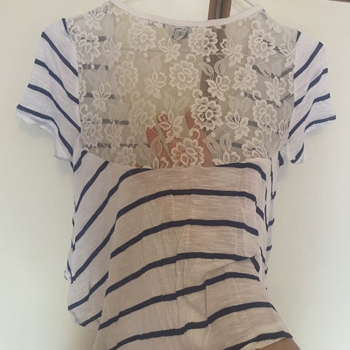 Guess striped blouse with lace back, like new, cotton, size S