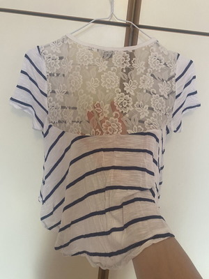 Guess striped blouse with lace back, like new, cotton, size S