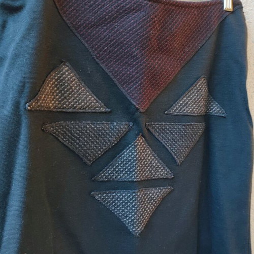Mini black wool skirt handmade new with tweed triangles