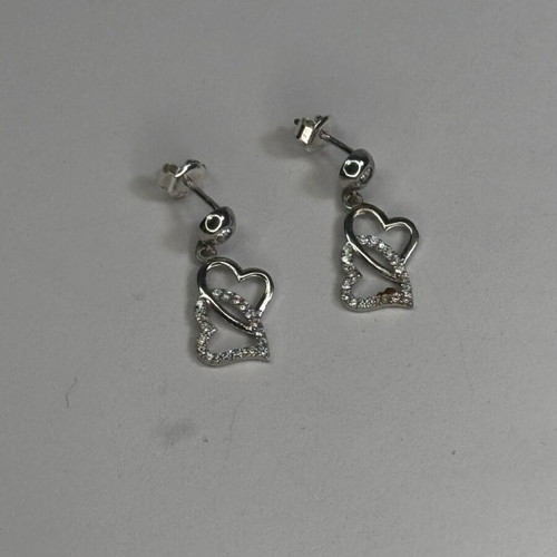 Silver Earrings Hearts new, 925 sterling