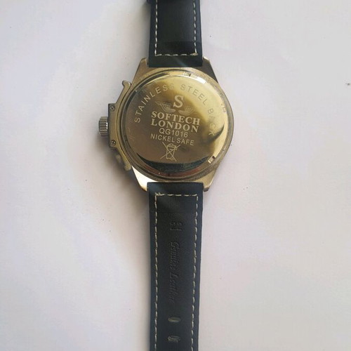 Softech 50mm watch with new battery and leather strap
