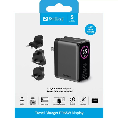 Sandberg Travel Charger PD65W Display Κατόπιν παραγγελίας