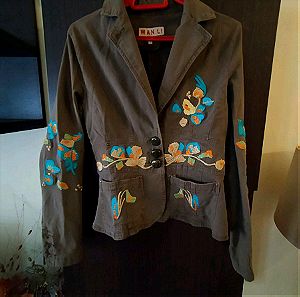 vintage σακάκι με χειροποίητο κέντημα αφορετο κ παντελόνι Chino νούμερα m