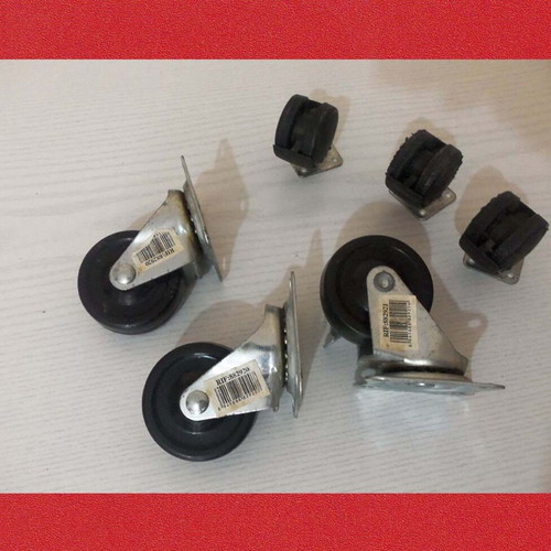 Furniture caster wheels set used, 3 with metal base, 1 with brake