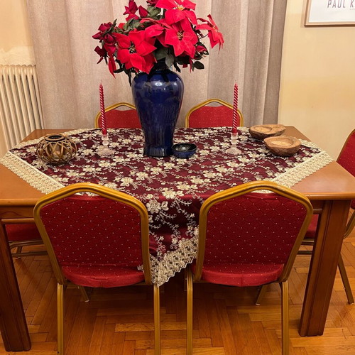 Dining table with 6 chairs used and new side table