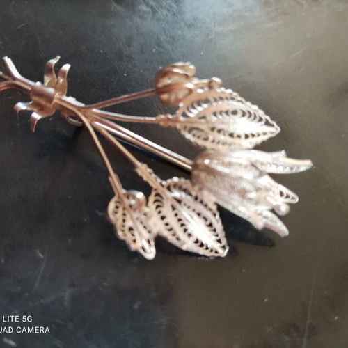 Silver filigree handmade pin new