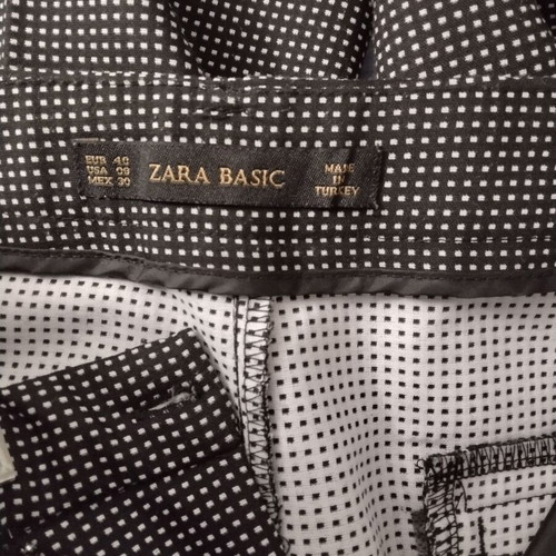 Zara women's fabric pants black and white micro check size 40 L excellent condition