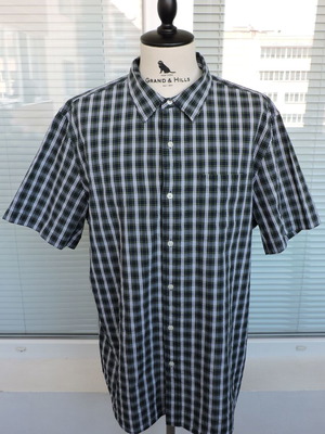 L.L.Bean Mens XL Blue Green White Check Shirt Short Sleeve Cotton like new