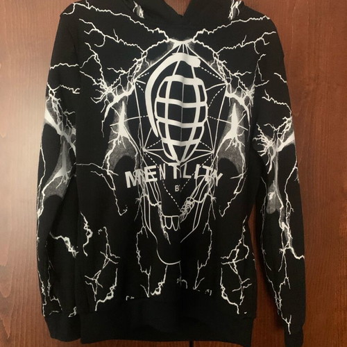 Hoodie used, black and white with grenade design XL