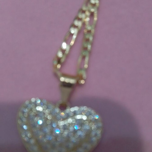 Heart necklace very shiny gold-plated steel new