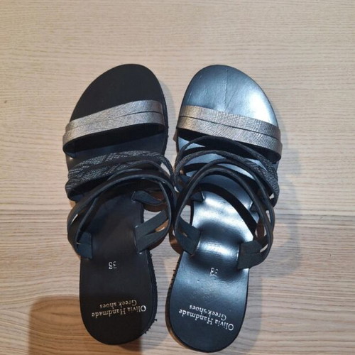 Women's sandals with straps, size 38, black