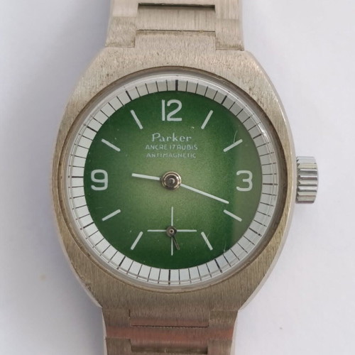Vintage Parker Ladies Mechanical Watch 17 Jewels Manual Wind Green Dial new old stock