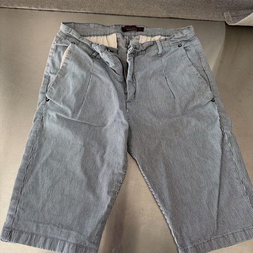 Damaged Premium Brand bermuda shorts used, thin hickory stripe, size 32