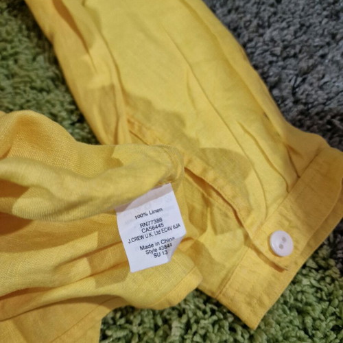 J.Crew women's bright yellow blouse 100% linen size M new