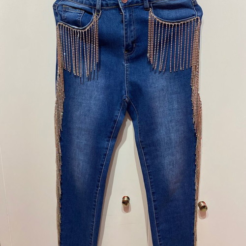 Jeans with fringes new, blue, Greek brand Anemi