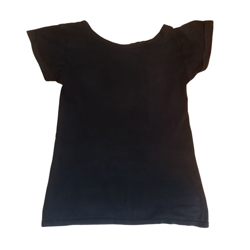 Y2K Skater Tee used, colorful boho print, black cotton, S-M