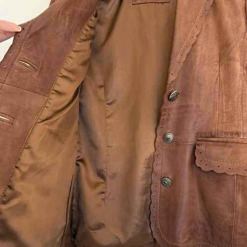 LAPEL women's leather jacket like new, brown, size S