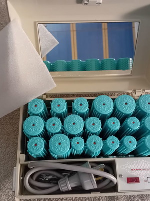 Sanyo thermal hair rollers new, vintage case