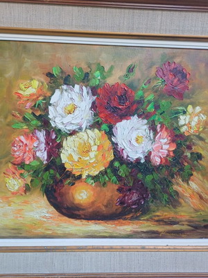 Oil painting with palette knife, 0.65x0.57 m, signed