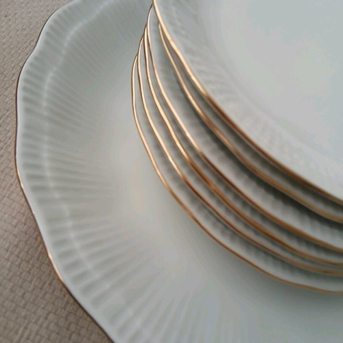 Vintage white porcelain dessert set, 7 pieces, Studio Collection by Family